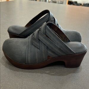 boc Women's Charcoal Mules with Wooden Heel